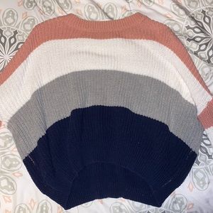 pink navy blue white cropped sweater